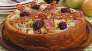 Pizza portuguesa de liquidificador