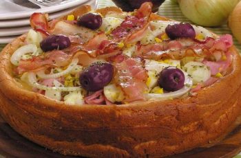 Pizza portuguesa de liquidificador