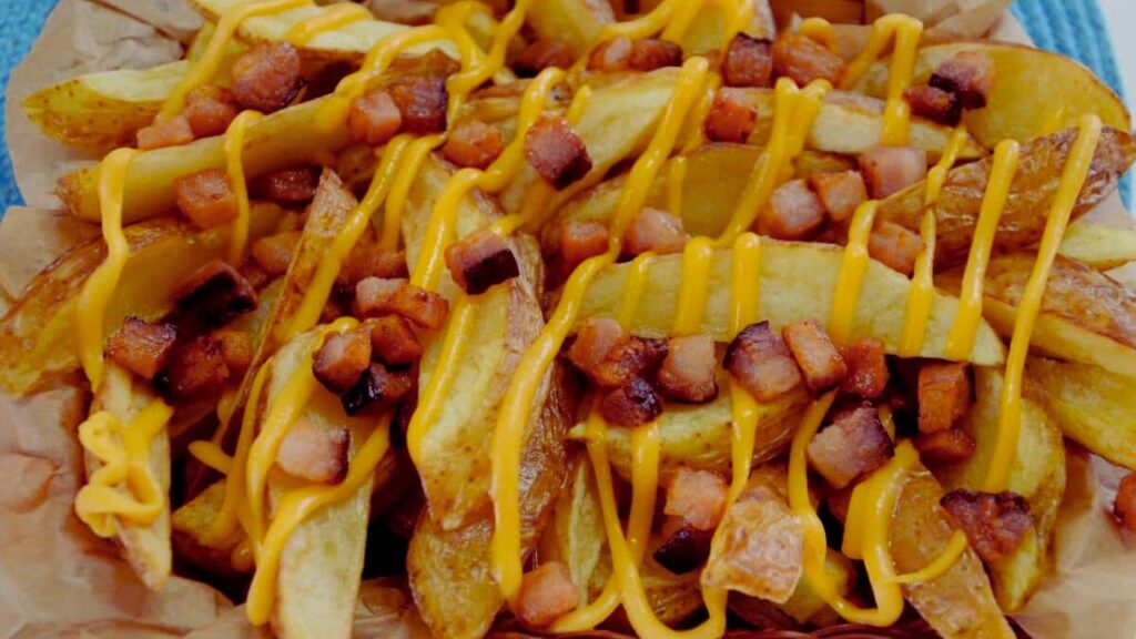 Batata rústica com cheddar e bacon