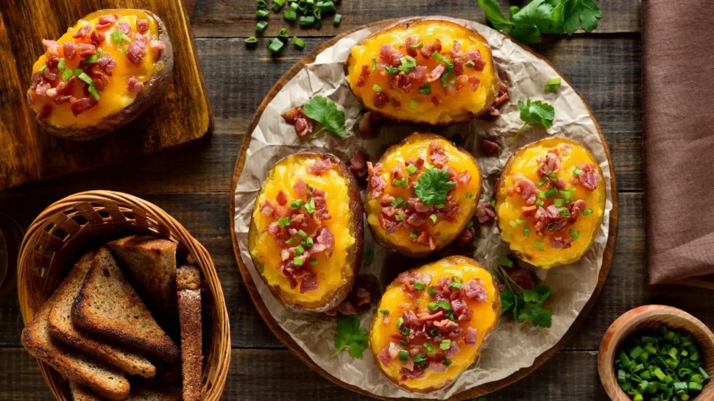 Batata recheada com presunto e queijo