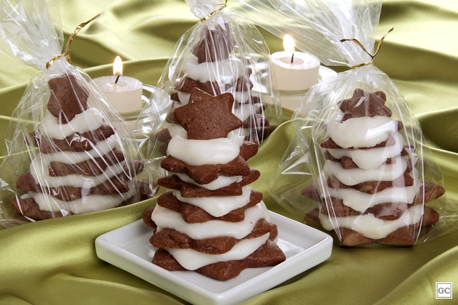 Miniárvore de Natal de biscoitos de chocolate