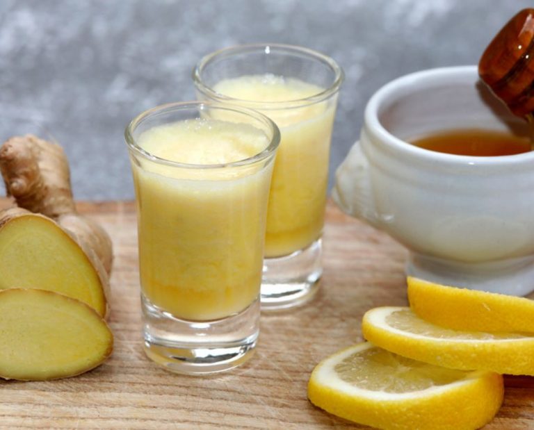Shot de gengibre, limão e mel